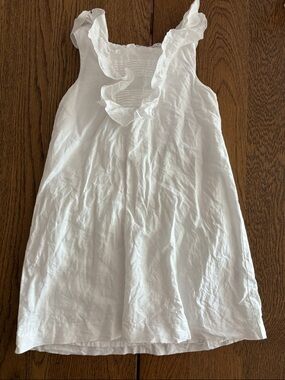 Cyrillus Bright White Ruffle-Trim Linen Cotton Sundress
